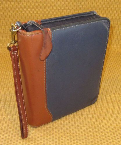 Compact 1.25&#034; Rings | BLUE/Brown LEATHER FRANKLIN COVEY/Quest Planner/Binder