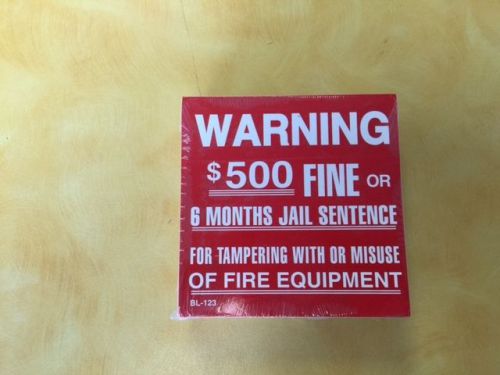 Fire Extinguisher Warning Label BL-123 100ct