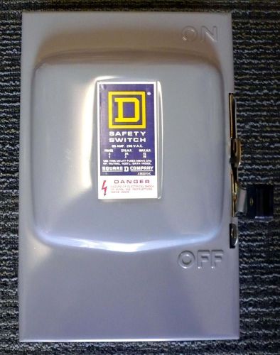 Square d safety fused disconnect switch 60 amp 240 volt ac d222n w/ 2 fuses new for sale
