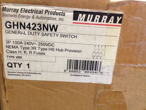 Murray General Duty Safety Switch 100A 240 VAC 250 DVC GHN323NW