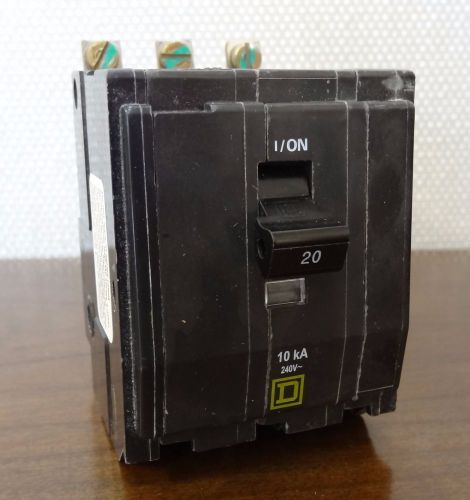 Square d 20 amp 3-pole qob 10ka 240v bolt on circuit breaker for sale