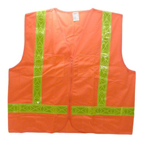 Jackson safety deluxe hi-vis orange vest w/lime prismatic strips, new! for sale