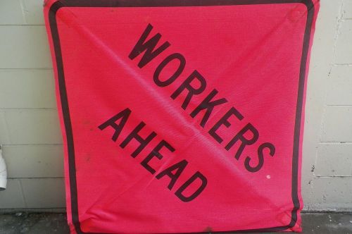 SAFETY SIGN WITH RIB SET - &#034;WORKERS AHEAD&#034;