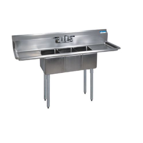 Convenience Store Sinks Stainless Steel, (2) 12&#034; Drainboards BBKS-3-1416-12-12T