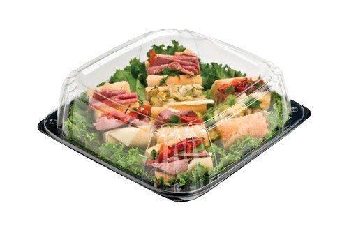 Sabert C9616 Disposable Deli Platter / Catering Tray with Lid - 16&#034; Square 25 Ct