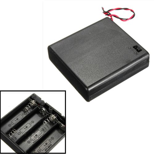 4aa battery holder connector storage case box on/off switch with lead wire new for sale