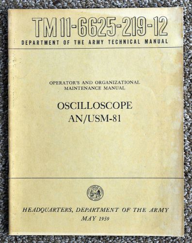 USM 81 Oscilloscope Operation and Organizational Maintenance Manual