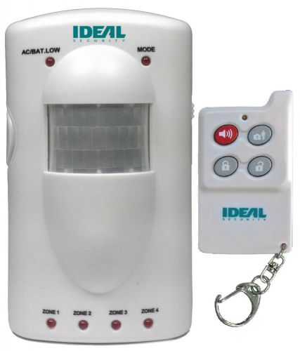 Ideal Security Portable Motion Sensor 4 Zone Alarm with Remote