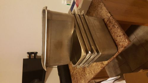 Lot of 5 1/3rd 3rd steamtable pans 6 inch deep Stainless Steel, Good Shape