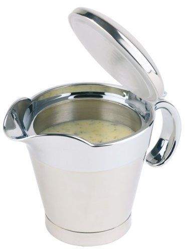 Aps paderno world cuisine 13 1/2-ounce insulated stainless steel gravy boat with for sale