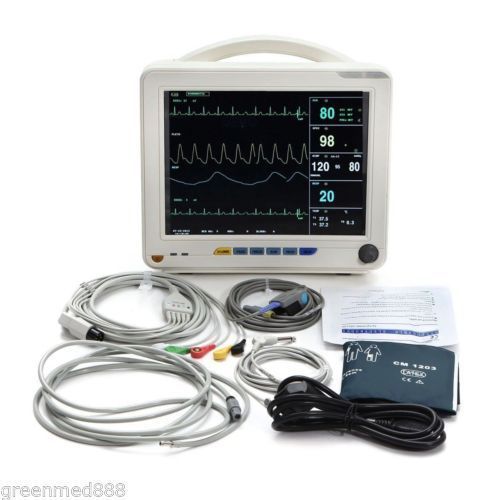 12&#034; tft display patient monitor 7 parameter with printer ecg, nibp, spo2, temp, for sale