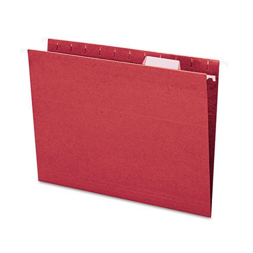 Smead Hanging File Folders, 1/5 Tab, 11 Point Stock, Ltr, Maroon, 25/Bx