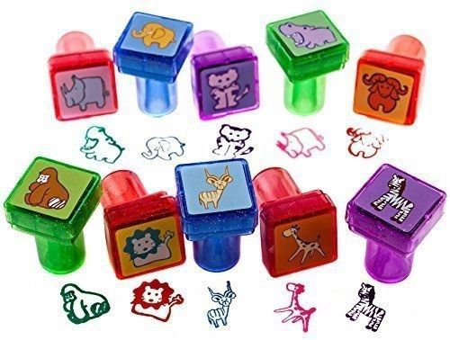 InkZoo Stamps for Kids - Best Rubber Self Inking Animal Stamp Set - Lifetime