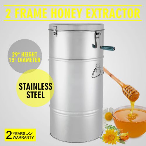 Stainless steel two 2 frame honey extractor manual 15&#034; diameter beekeeping for sale
