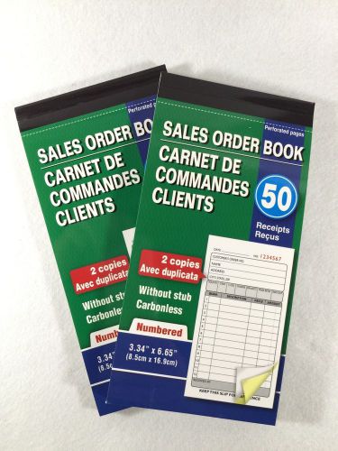 2 BRAND NEW Sales Order Books / 50 QTY 2-Copy #&#039;d Carbonless Receipts (No Stub)