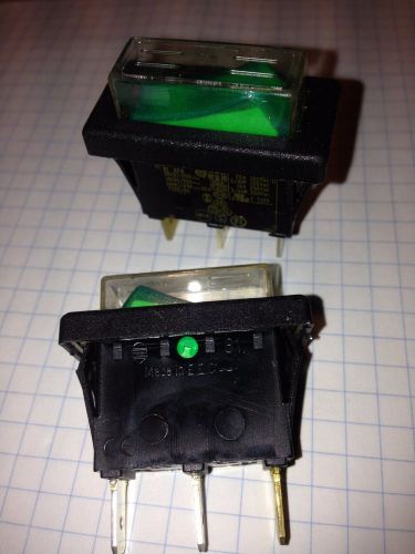 waterproof rocker switch, 3 pin, green/black 20A - 125 Vac, 16A - 250 Vac 4 pack
