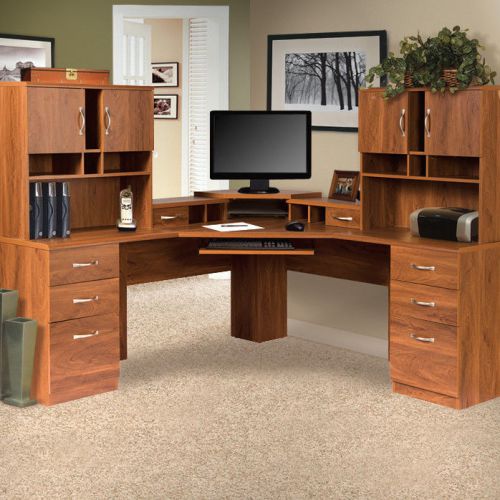 Home Large Business Executive Office Furniture Set Desk with Hutches, Drawers