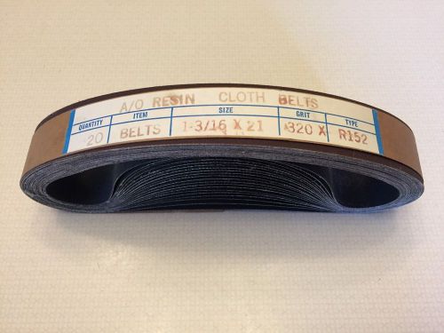A/o resin cloth sanding belts 1 -3/16 x 21&#034; grit 320-x  r152 20 belts per pack for sale