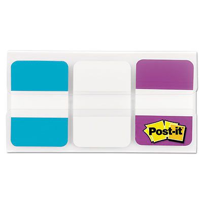 File Tabs, 1 x 1 1/2, Aqua/White/Violet, 66/Pack, Sold as 1 Package