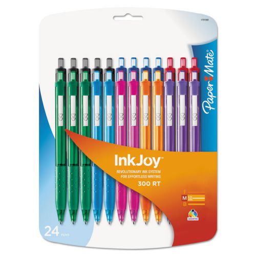 &#034;Papermate Inkjoy 300rt Fashion-Color Ballpoint Pen Assortment, 1mm, 24/pack&#034;