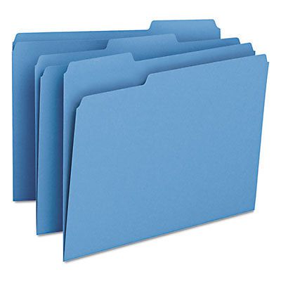 File Folders, 1/3 Cut Top Tab, Letter, Blue, 100/Box, 1 Box, 100 Each per Box