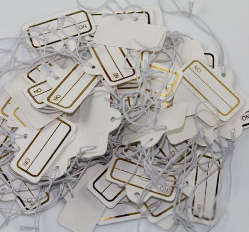 100Pcs White Paper Jewelry Craft Pricing Display Label String Price Tag 30X15mm