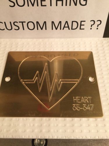 LARGE HEART WITH HEARTBEAT EKG SOLID BRASS ENGRAVING PLATE FOR NEW HERMES FONT