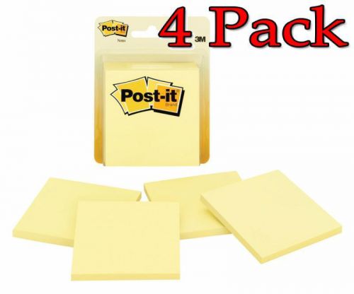 3M Post-It Notes, 2.78inchX2.78inch Canary Yellow, 4ct, 4 Pack 021200569005T170