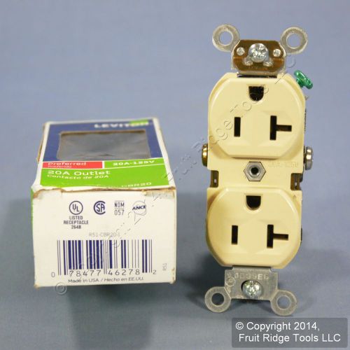 Leviton ivory commercial duplex receptacle outlet 20a 125v cbr20-i boxed for sale