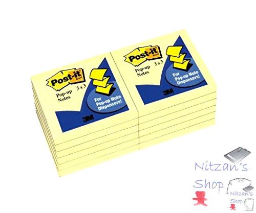 NEW Post-it Pop-up Notes, 3 x 3-Inches, Canary Yellow, 12 pads
