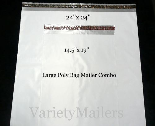 4 EX-LRG POLY BAG POSTAL MAILING ENVELOPE COMBO 24X24  14.5X19 / 2.5 Mil QUALITY