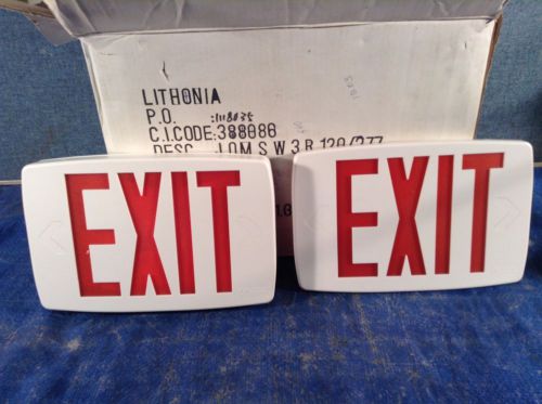 LQMLot of 3  S W 3 R 120/277 M6 Red Letter White Housing Quantum LED Exit Sign