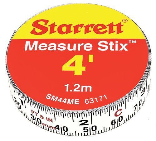 Starrett Measure Stix SM44ME Steel White Measure Tape with Adhesive Backing, New