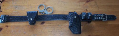 Police A.E. Nelson Front Break Holster 82B w/ Bucheimer B1W Belt S&amp;W Handcuffs++
