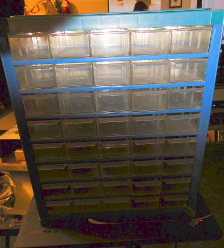 Vintage Carry Cabinet 40 Drawer Organizer Plastic Drawers &amp; Handle 14 X 12 x 6&#034;