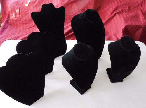 6pc Necklace Display Wholesale Lot: Black Velvet Necklace Bust and Neck form Set