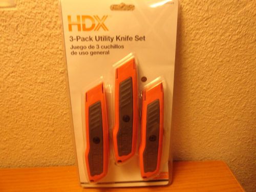 HDX 3-PACK UTILITY KNIFE SET BRAND NEW WITH 3 BLADES