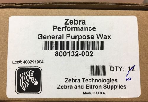Zebra Performance General Purpose Wax 800132-002  QTY:6  Black
