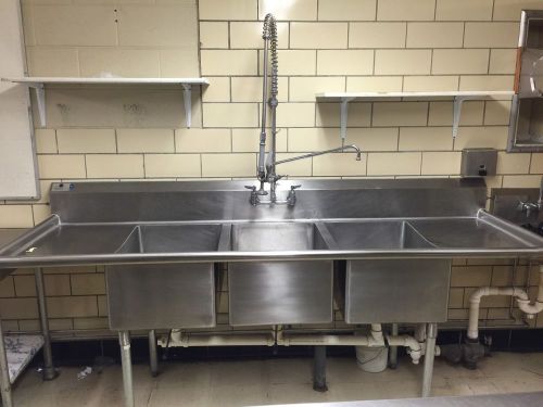 Universal Stain Commercial Stainless Steel 3 Compartment Restaurant Sink