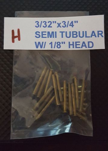 20 pack of Semi Tubular BRASS RIVETS  3/32&#034; X 3/4&#034; antique slot machine &#034;H&#034;