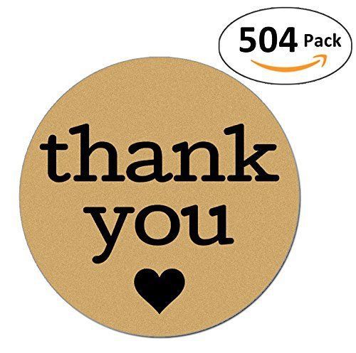 Garage sale pup pack of 504 kraft thank you sticker labels with black hearts, 1 for sale