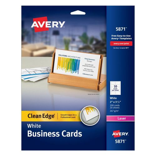 Avery Printable Two-Side Clean-Edge Business Cards for Laser Printers, White, P