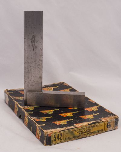 Vintage brown &amp; sharpe 6&#034; no. 542 hardened steel square w/ beveled edges for sale