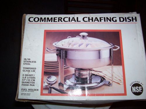 COMMERCIAL 4 QUART(3.8 LITER) CHAFING DISH 18/10 STAINLESS W/ TEMPERED GLASS LID