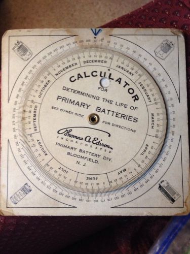 Thomas Edison Calculator Primary Battery Life Bloomfield New Jersey