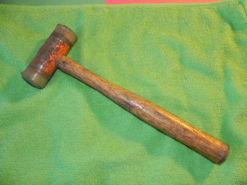 Vintage orange mallet / plastic tip  wood handle nice look mechanic tool for sale