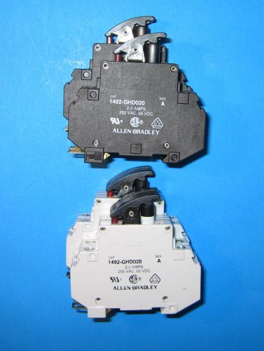 Lot of four allen-bradley circuit breaker 1492-ghd020 , 2a, ac 250v, 65v dc, for sale