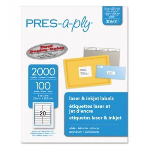 Avery Dennison Pres-a-ply Standard Shipping Label - 1&#034; x 4&#034;; 2000/Pk (30601)