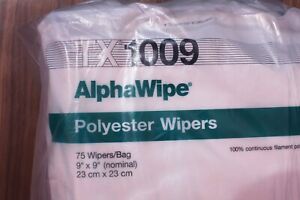 LOT OF 2 x 75 Texwipe AlphaWipe TX1009 TX1009B 9x9&#034; Polyester Wipers (150 TOTAL)