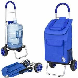 dbest products Trolley Dolly Blue Shopping Grocery Foldable Cart
